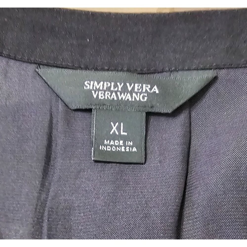 Simply Vera VeraWang Hi-Low V-Neck Short Sleeve Blouse Sz XL Career Office - Picture 7 of 8